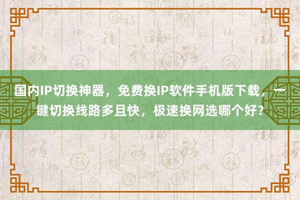 国内IP切换神器，免费换IP软件手机版下载，一键切换线路多且快，极速换网选哪个好？