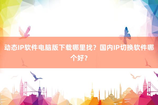 动态IP软件电脑版下载哪里找？国内IP切换软件哪个好？