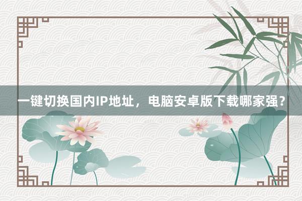 一键切换国内IP地址，电脑安卓版下载哪家强？