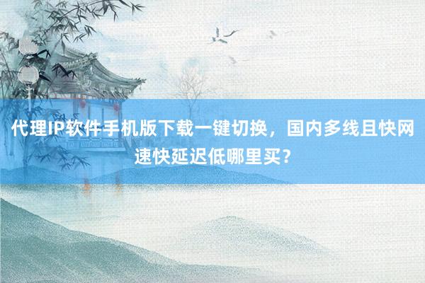 代理IP软件手机版下载一键切换，国内多线且快网速快延迟低哪里买？