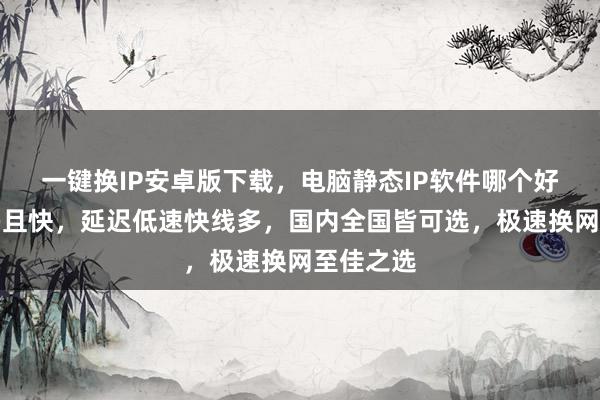 一键换IP安卓版下载，电脑静态IP软件哪个好？线路多且快，延迟低速快线多，国内全国皆可选，极速换网至佳之选