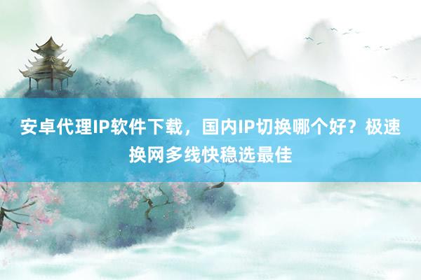 安卓代理IP软件下载，国内IP切换哪个好？极速换网多线快稳选最佳