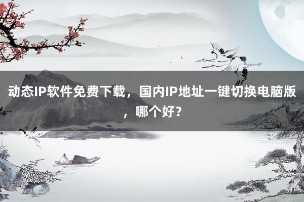 动态IP软件免费下载，国内IP地址一键切换电脑版，哪个好？
