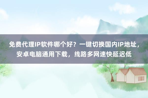 免费代理IP软件哪个好？一键切换国内IP地址，安卓电脑通用下载，线路多网速快延迟低