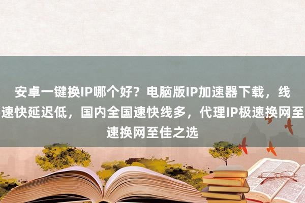 安卓一键换IP哪个好？电脑版IP加速器下载，线路多网速快延迟低，国内全国速快线多，代理IP极速换网至佳之选