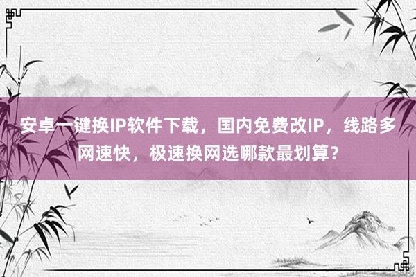安卓一键换IP软件下载，国内免费改IP，线路多网速快，极速换网选哪款最划算？