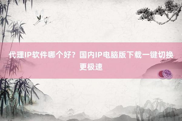代理IP软件哪个好？国内IP电脑版下载一键切换更极速