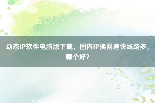 动态IP软件电脑版下载，国内IP换网速快线路多，哪个好？