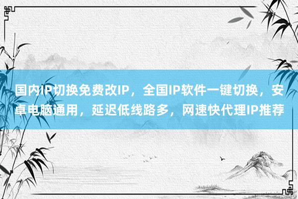 国内IP切换免费改IP，全国IP软件一键切换，安卓电脑通用，延迟低线路多，网速快代理IP推荐
