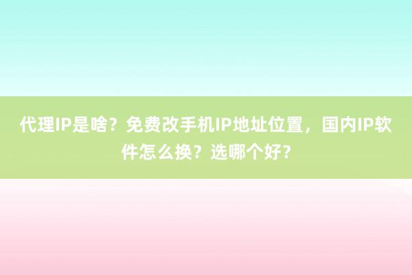代理IP是啥？免费改手机IP地址位置，国内IP软件怎么换？选哪个好？