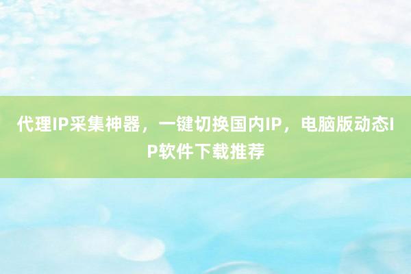 代理IP采集神器，一键切换国内IP，电脑版动态IP软件下载推荐