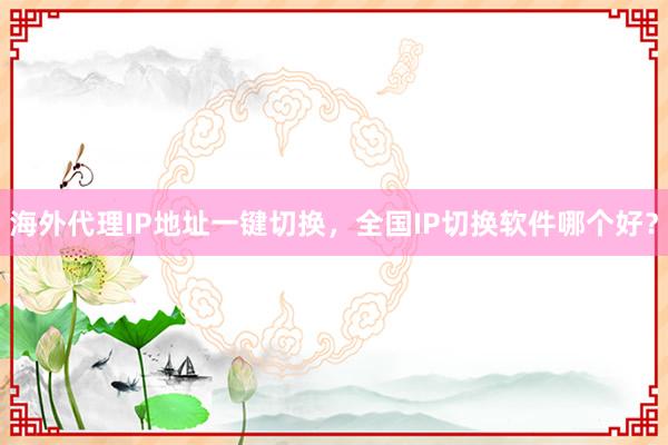 海外代理IP地址一键切换，全国IP切换软件哪个好？