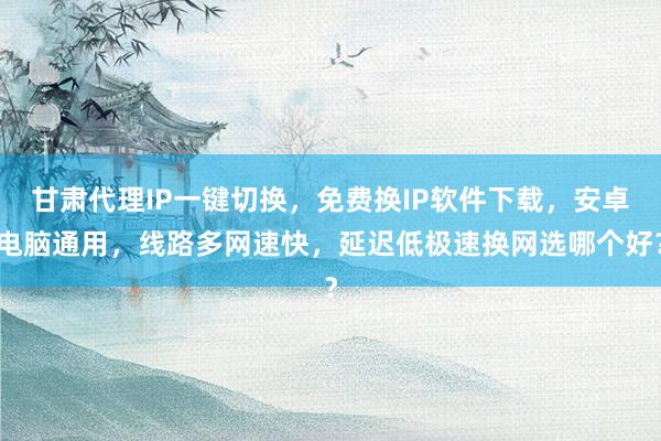 甘肃代理IP一键切换，免费换IP软件下载，安卓电脑通用，线路多网速快，延迟低极速换网选哪个好？