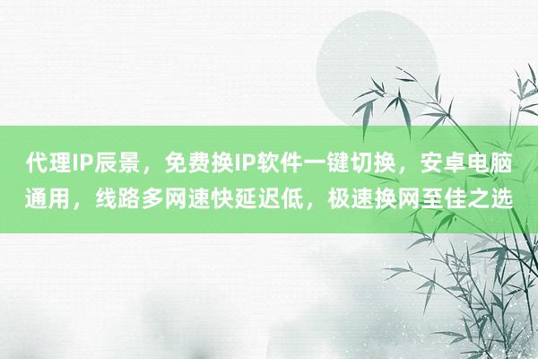 代理IP辰景，免费换IP软件一键切换，安卓电脑通用，线路多网速快延迟低，极速换网至佳之选