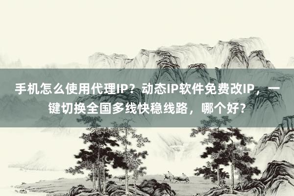 手机怎么使用代理IP？动态IP软件免费改IP，一键切换全国多线快稳线路，哪个好？