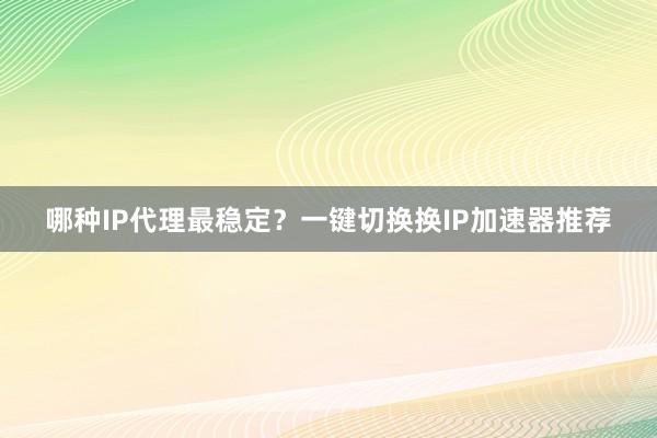 哪种IP代理最稳定？一键切换换IP加速器推荐