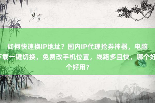 如何快速换IP地址？国内IP代理抢券神器，电脑版下载一键切换，免费改手机位置，线路多且快，哪个好用？