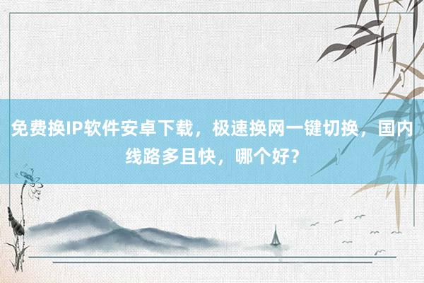 免费换IP软件安卓下载，极速换网一键切换，国内线路多且快，哪个好？
