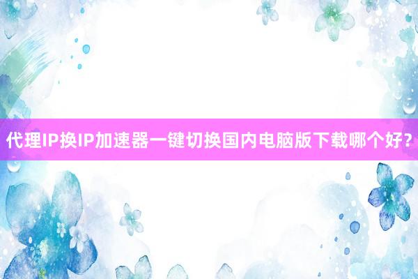 代理IP换IP加速器一键切换国内电脑版下载哪个好？