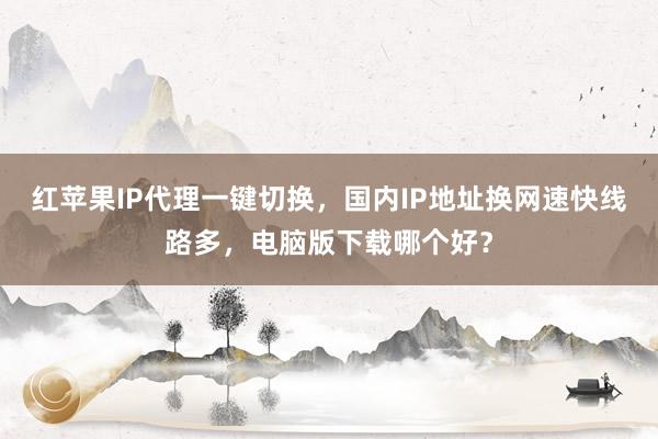 红苹果IP代理一键切换，国内IP地址换网速快线路多，电脑版下载哪个好？