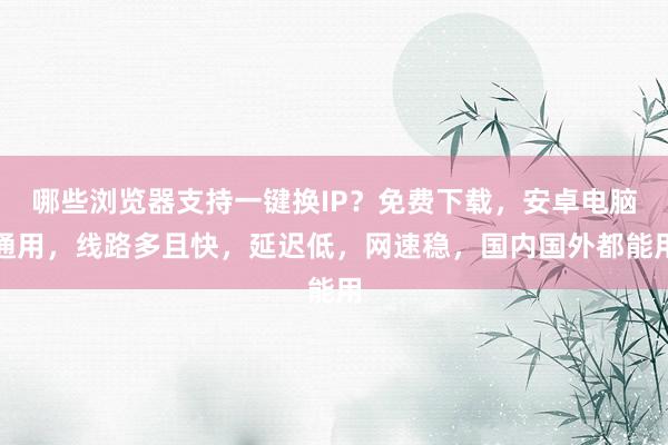 哪些浏览器支持一键换IP？免费下载，安卓电脑通用，线路多且快，延迟低，网速稳，国内国外都能用