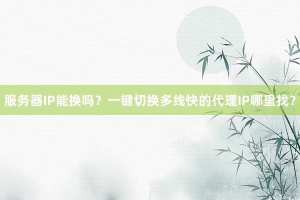 服务器IP能换吗？一键切换多线快的代理IP哪里找？